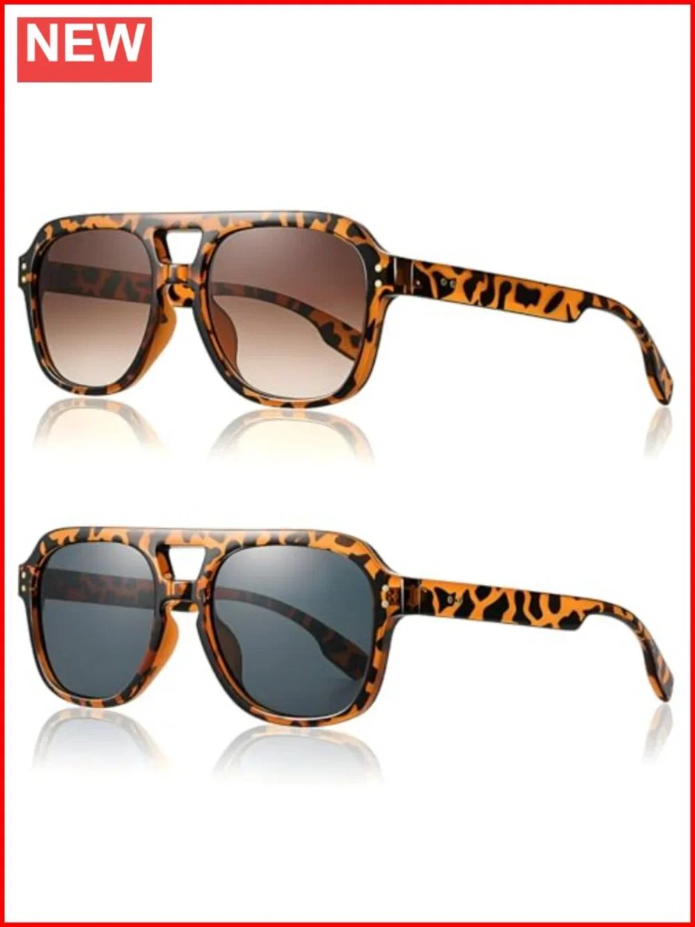Vintage 80s 90s Retro Aviator Sunglasses - 2 Pack, UV400 Protection